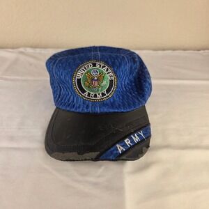 United States Army Blue Mesh Baseball Hat Adjustable Black Brim US Army Patch